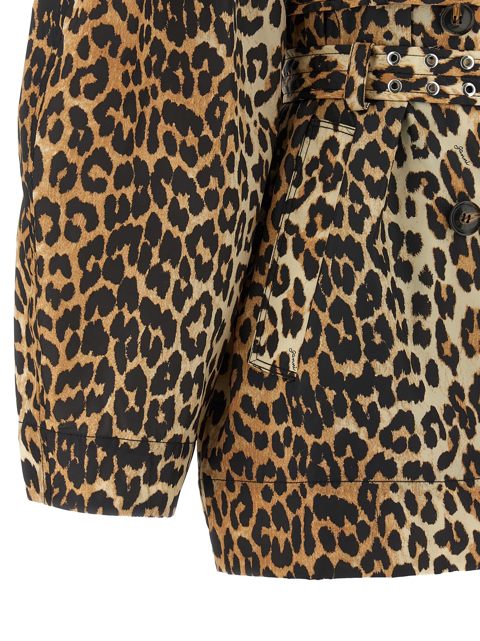 'Leopard Duchesse Nylon Short' trench coat - мініатюра 5