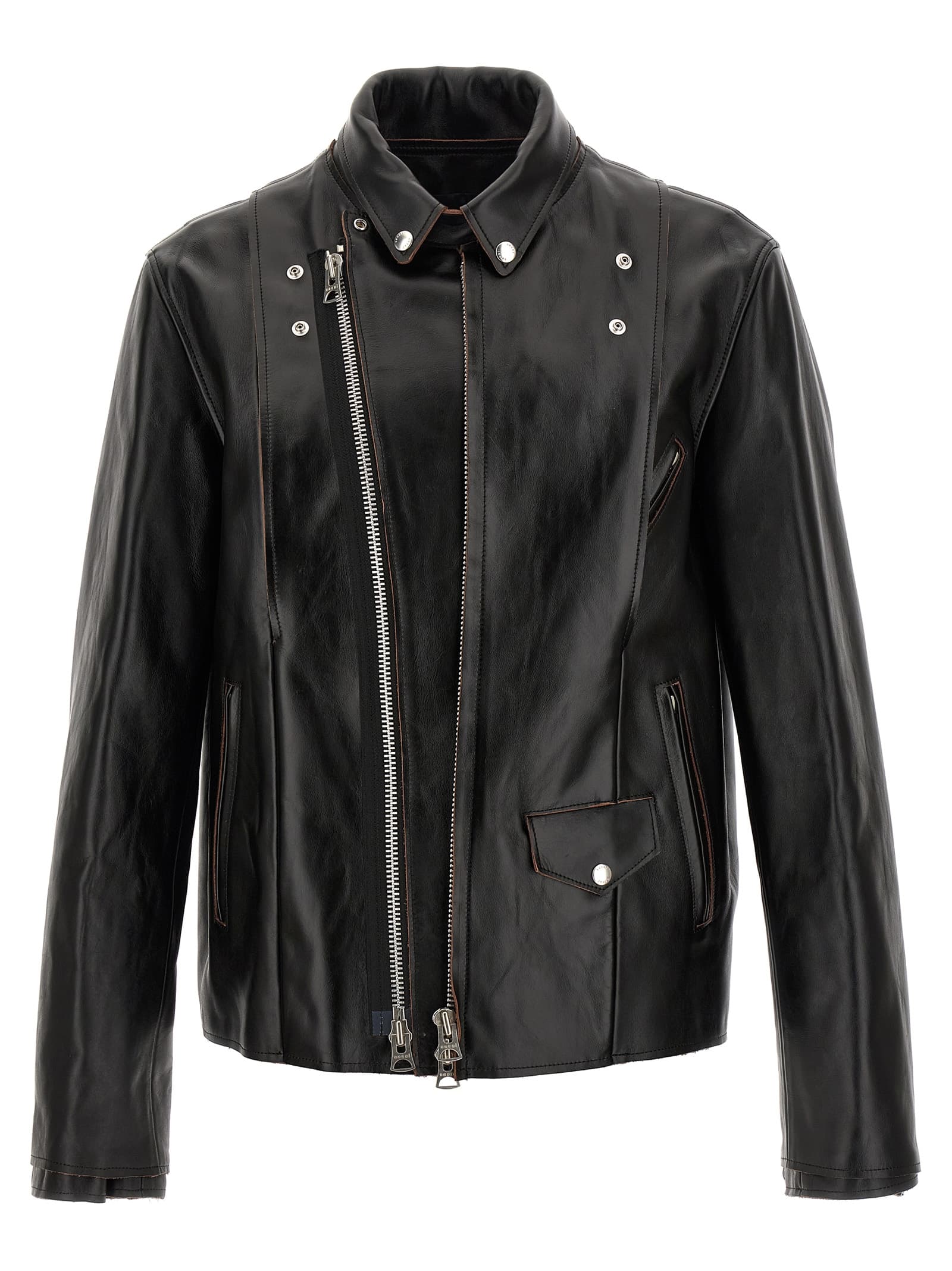 Leather biker куртка