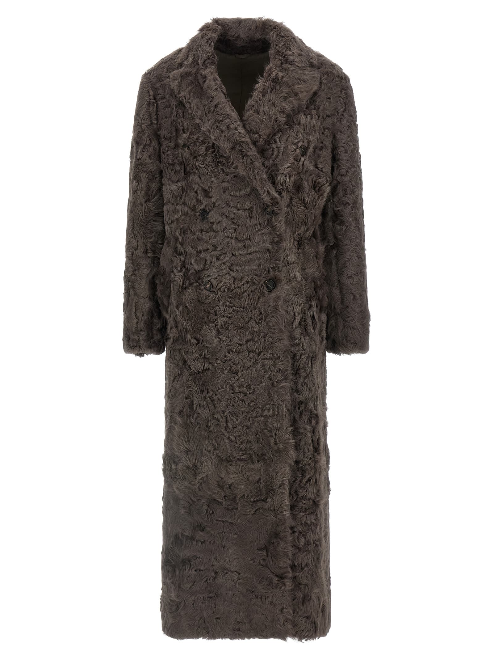 Довге пальто з хвилястого хутра