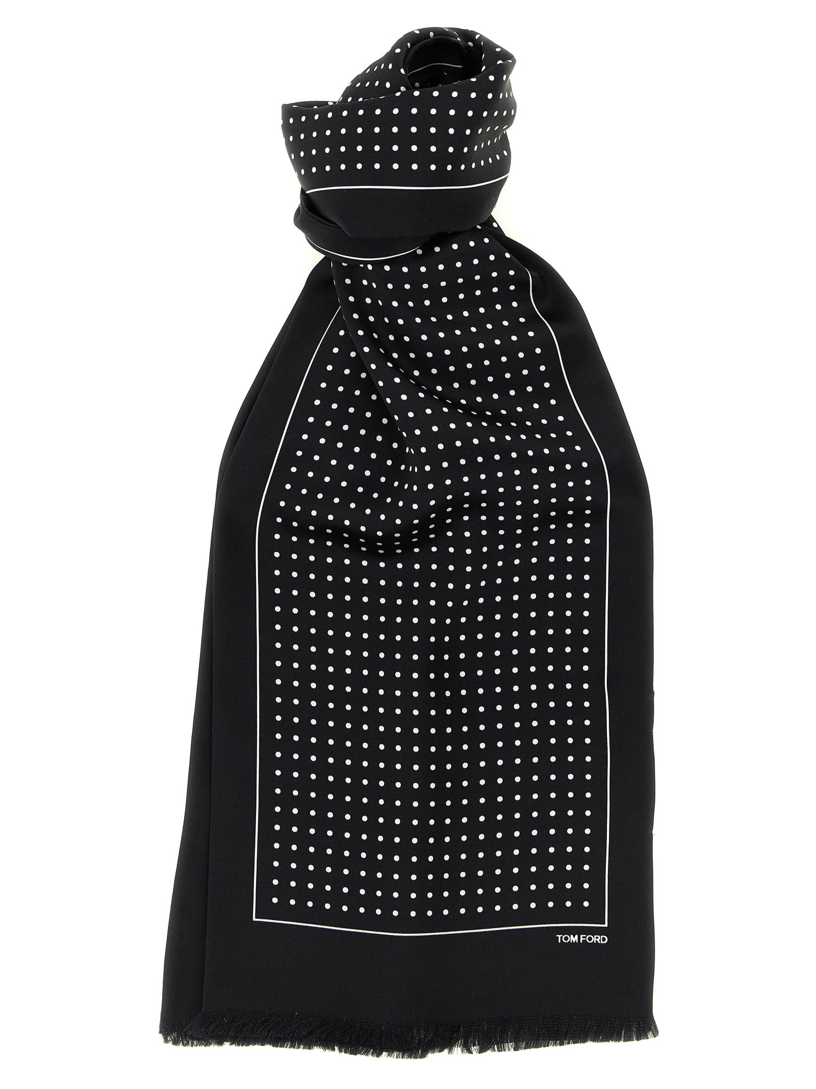 Шовковий шарф в горошок